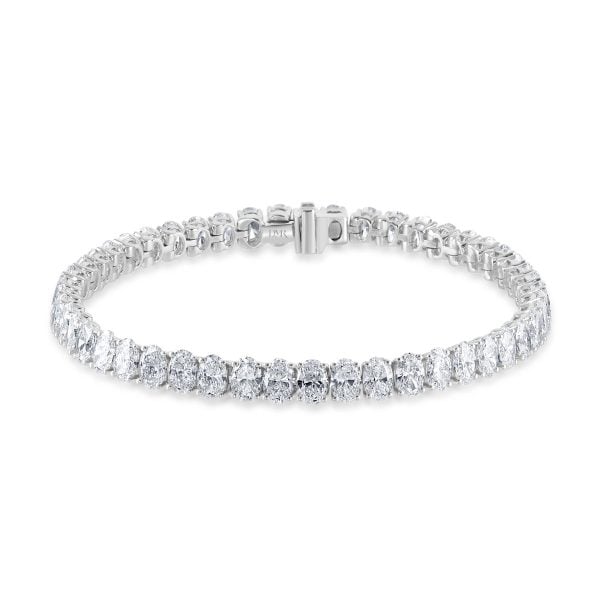 Platinum Oval Cut Diamond Bracelet