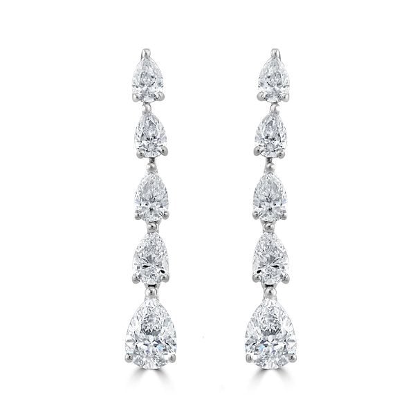 White Gold Pear Shape Diamond Drop Earrings