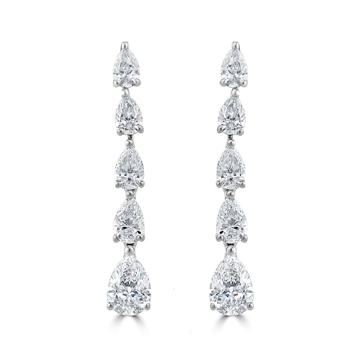 White Gold Pear Shape Diamond Drop Earrings