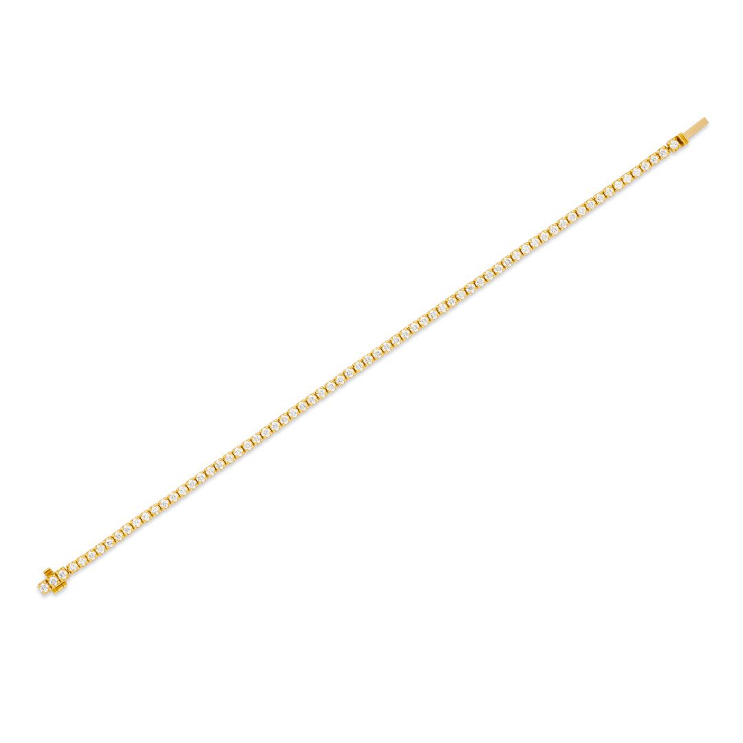 Yellow Gold Round Brilliant Cut Diamond Tennis Bracelet