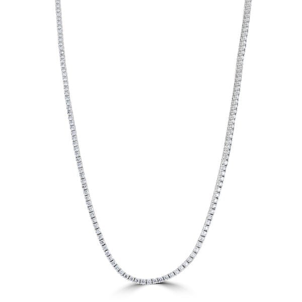 White Gold Round Brilliant Cut Diamond Line Necklace