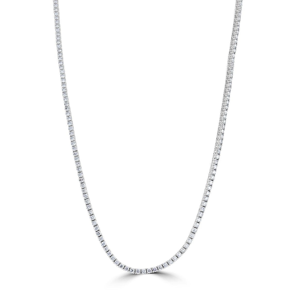 White Gold Round Brilliant Cut Diamond Line Necklace