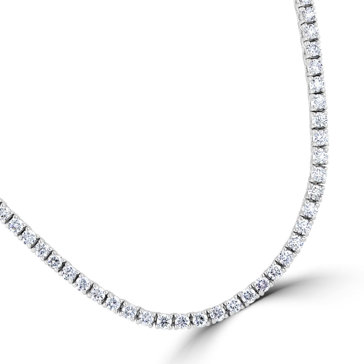 White Gold Round Brilliant Cut Diamond Line Necklace