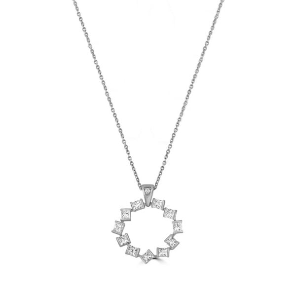 Hopscotch White Gold Diamond Small Circle Pendant