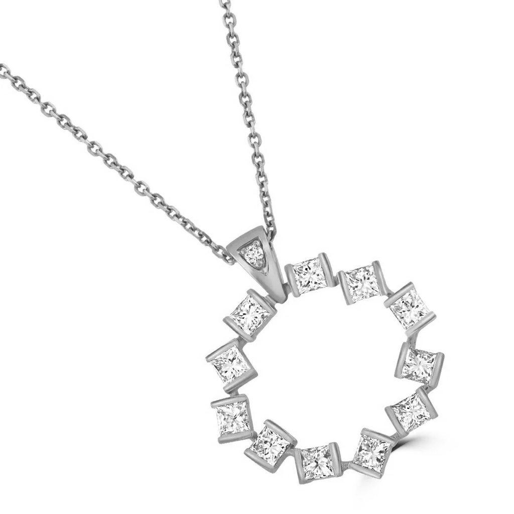 Hopscotch White Gold Diamond Small Circle Pendant