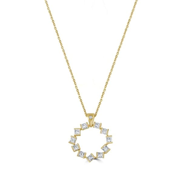 Hopscotch Yellow Gold Diamond Small Circle Pendant