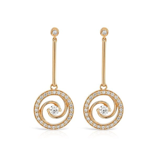 Whirlwind Yellow Gold Diamond Drop Earrings