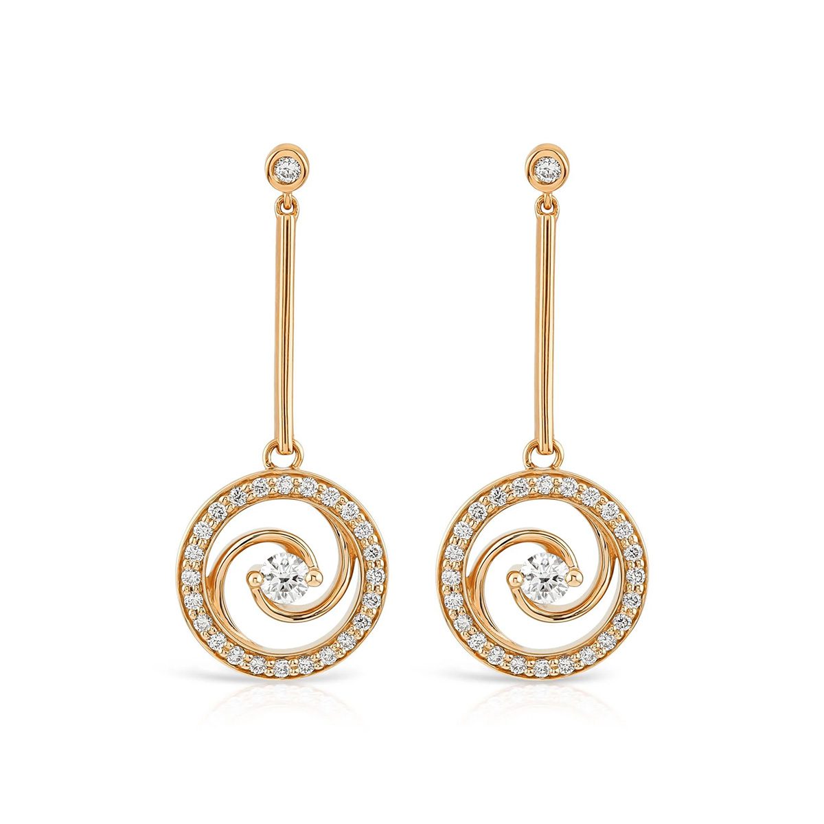 Whirlwind Yellow Gold Diamond Drop Earrings