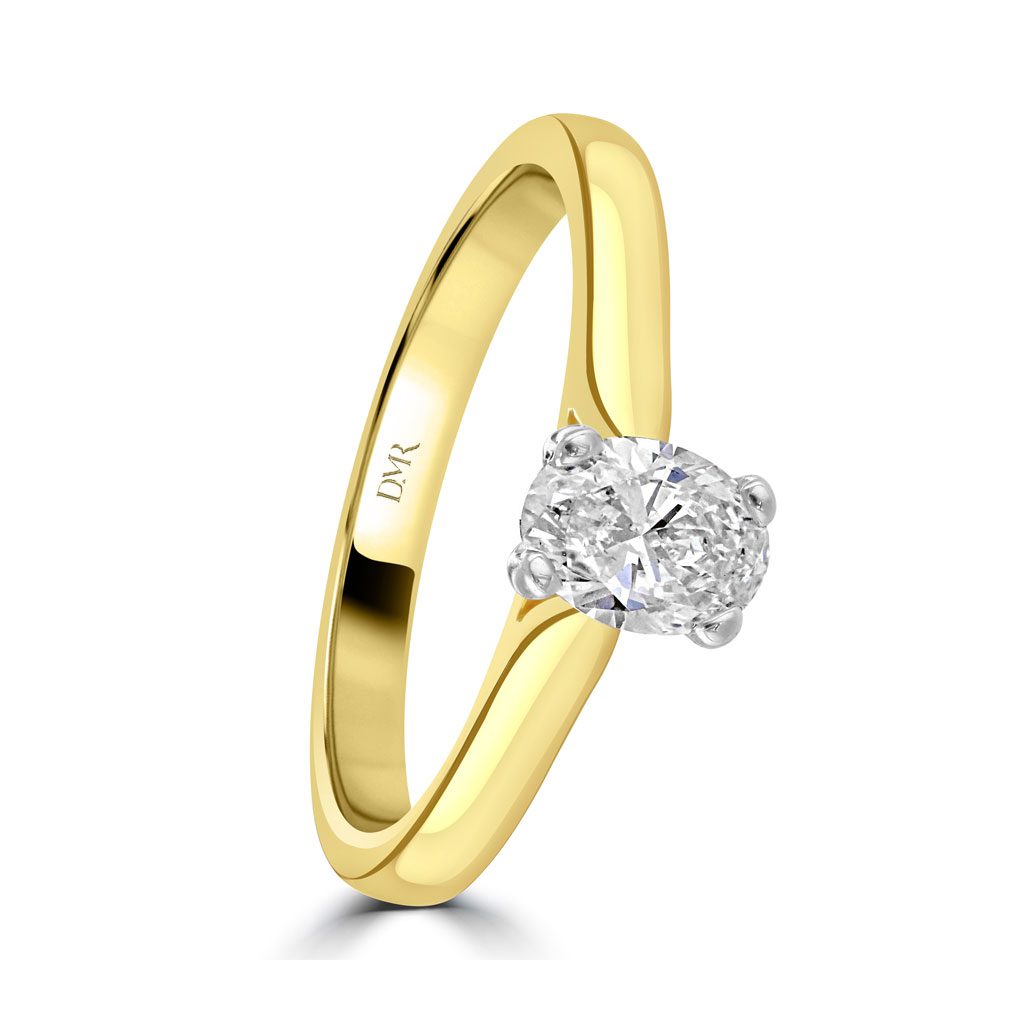 Yellow Gold Oval Cut Diamond Ring