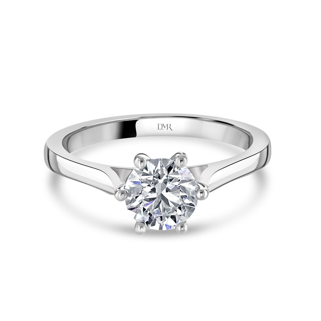 White Gold Round Cut Solitaire Diamond Ring