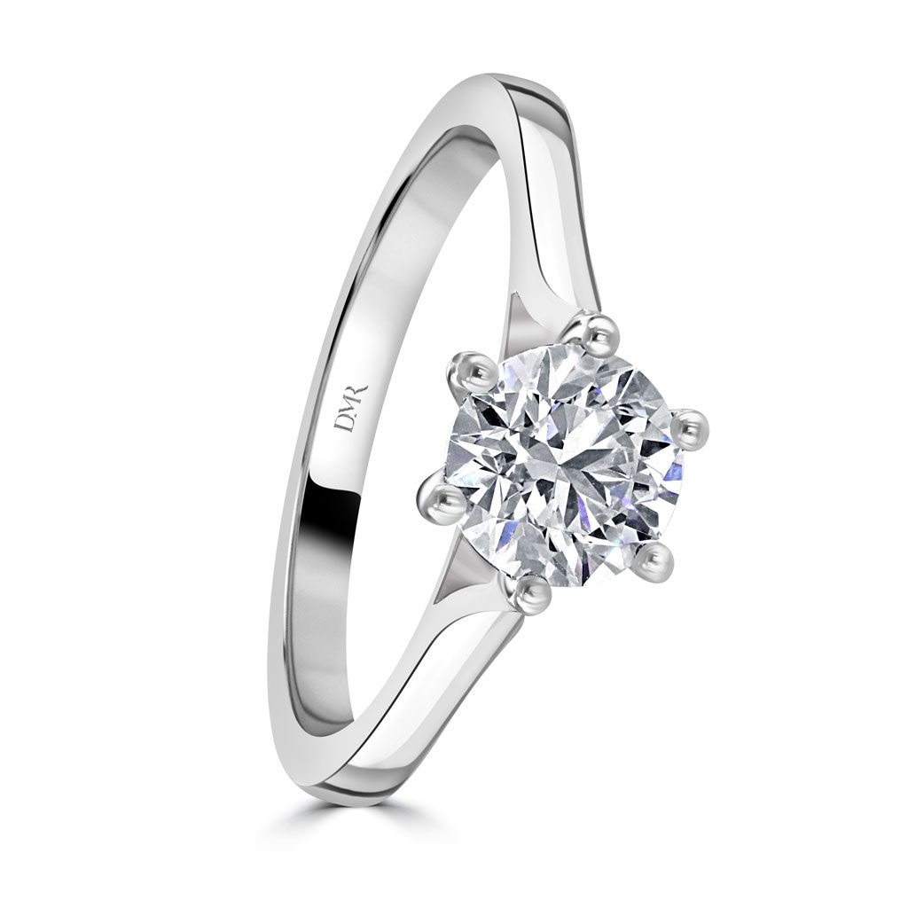 White Gold Round Cut Solitaire Diamond Ring