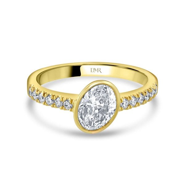 Yellow Gold Oval Cut Solitaire Diamond Ring