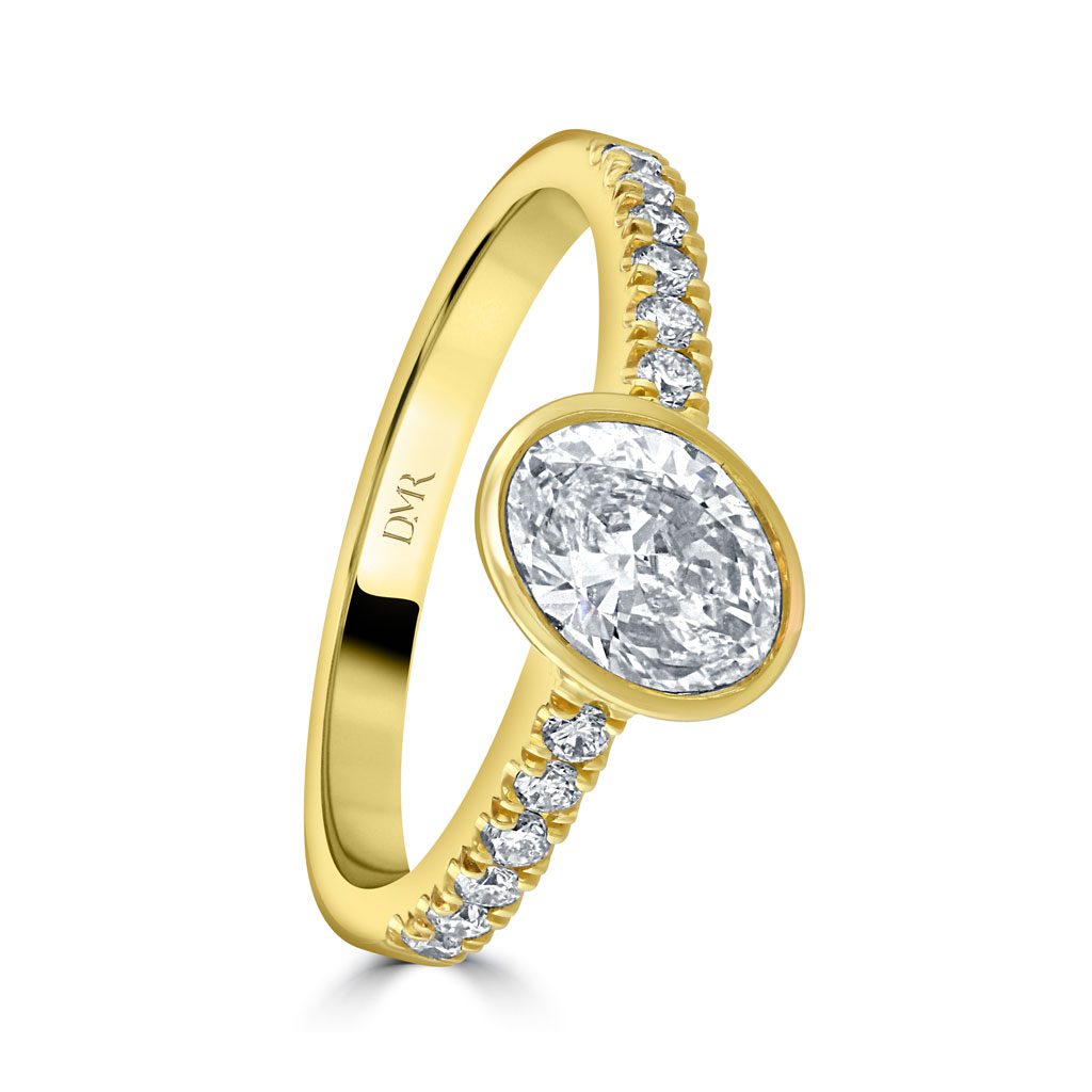 Yellow Gold Oval Cut Solitaire Diamond Ring