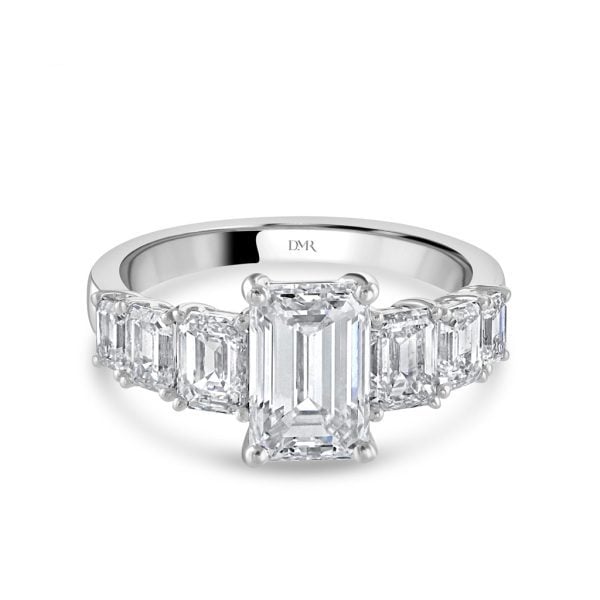 Platinum Emerald Cut Diamond Ring