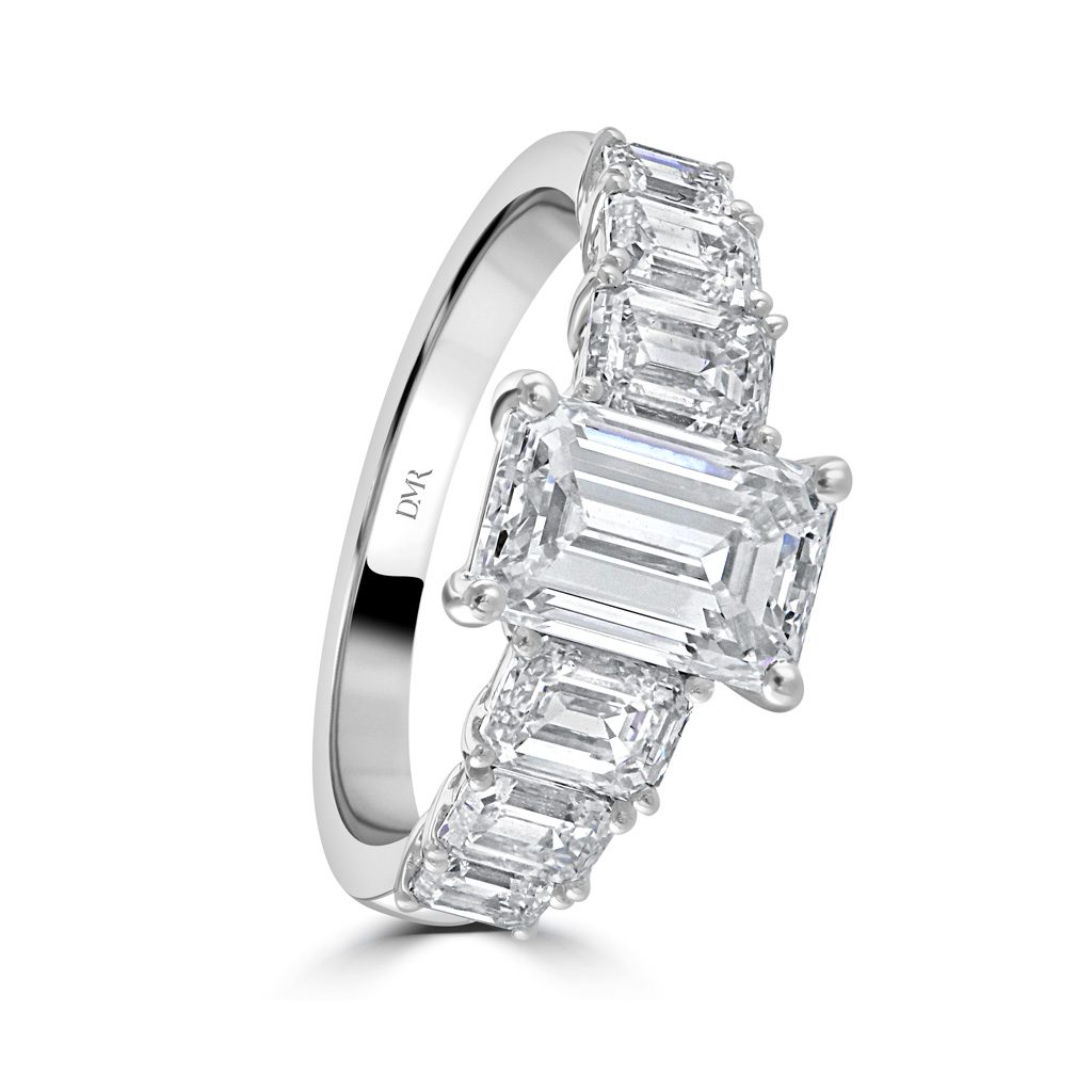 Platinum Emerald Cut Diamond Ring