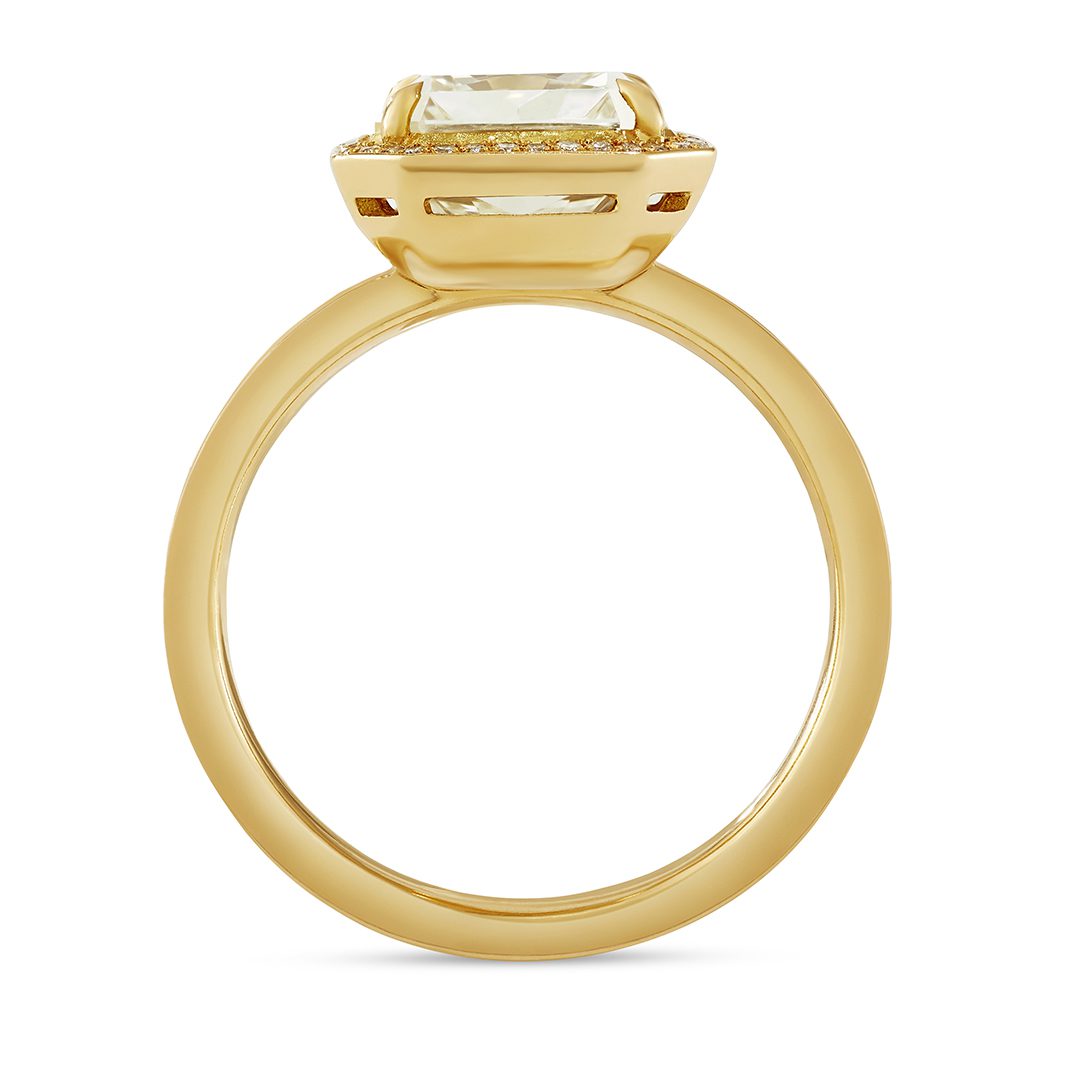 Rose Gold Radiant Cut Halo Diamond Ring