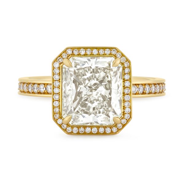 Rose Gold Radiant Cut Halo Diamond Ring