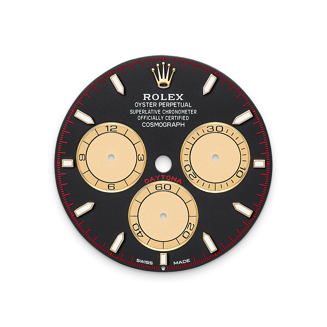 Intense black and Champagne-colour dial