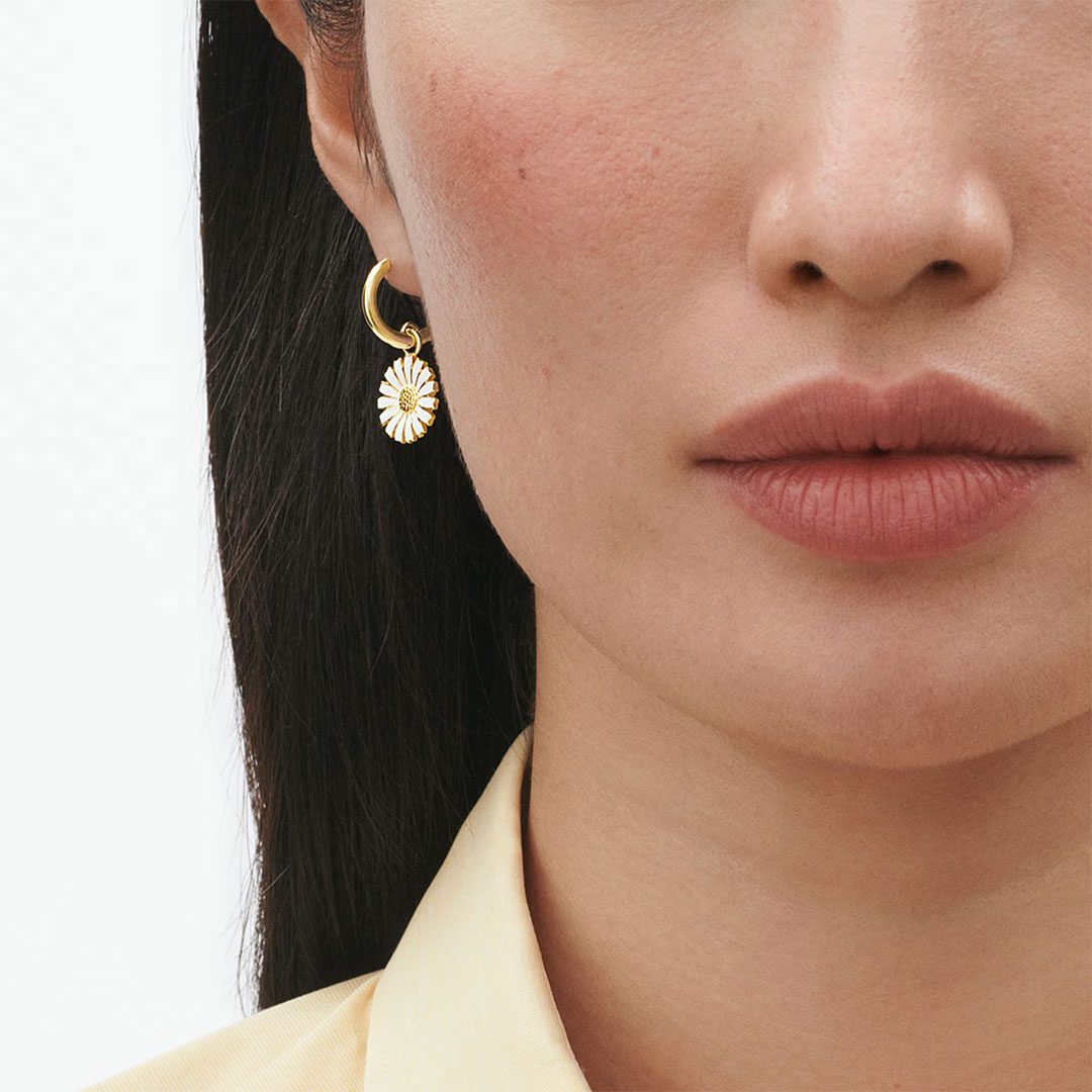 Gold Plated Sterling Silver Daisy Hoop Earrings