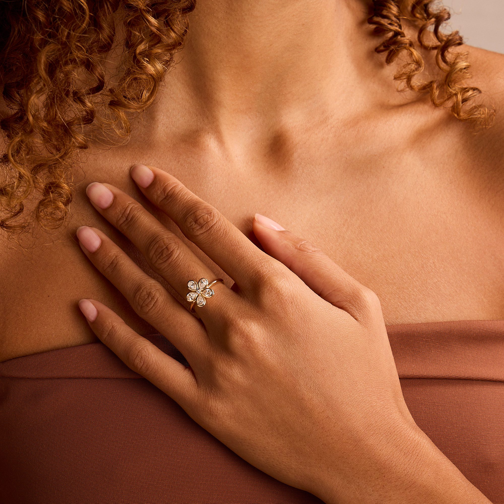 Petal Power Rose Gold Pear Cut Diamond Ring