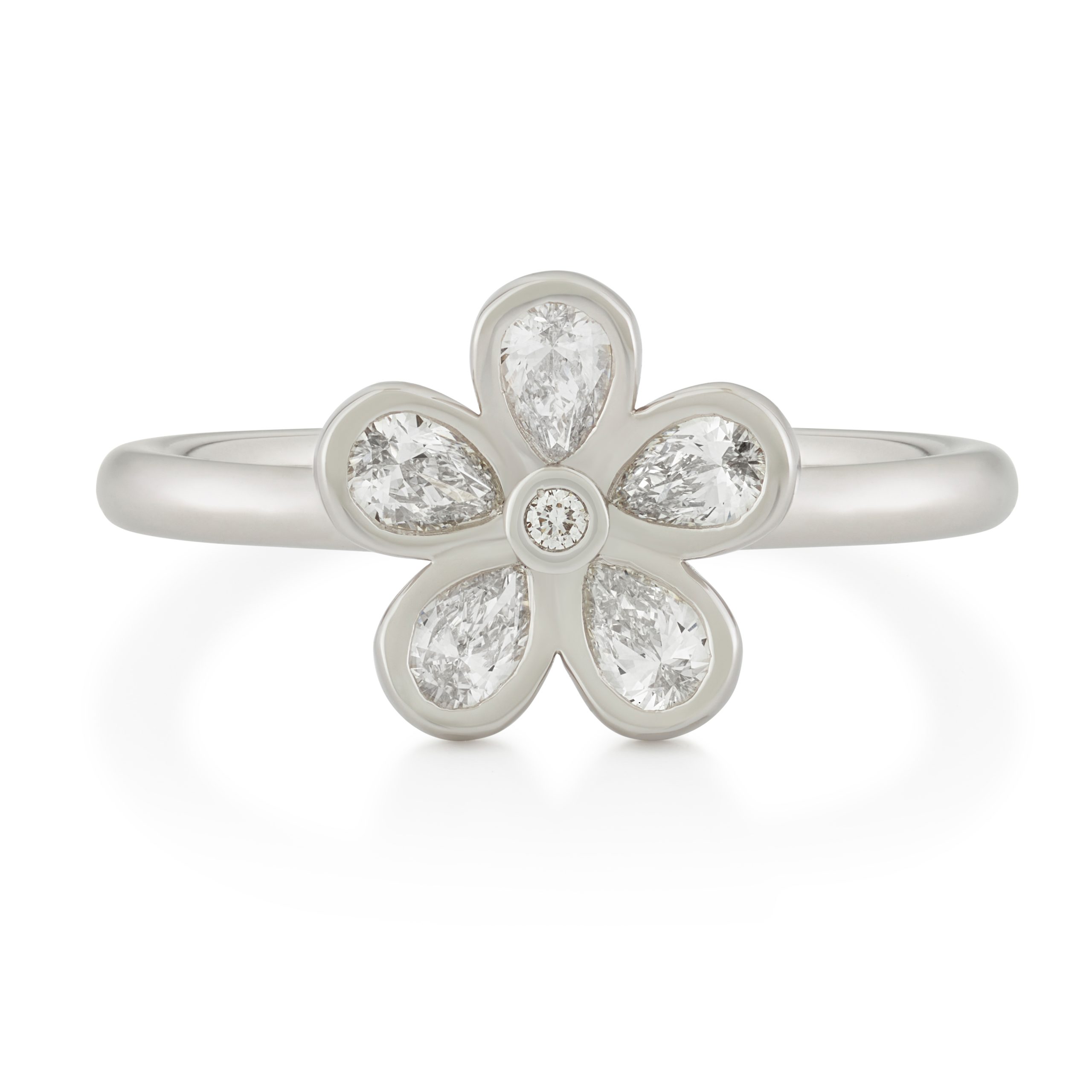 Petal Power Platinum Pear Cut Diamond Ring