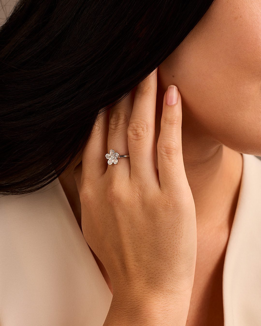 Petal Power Platinum Pear Cut Diamond Ring