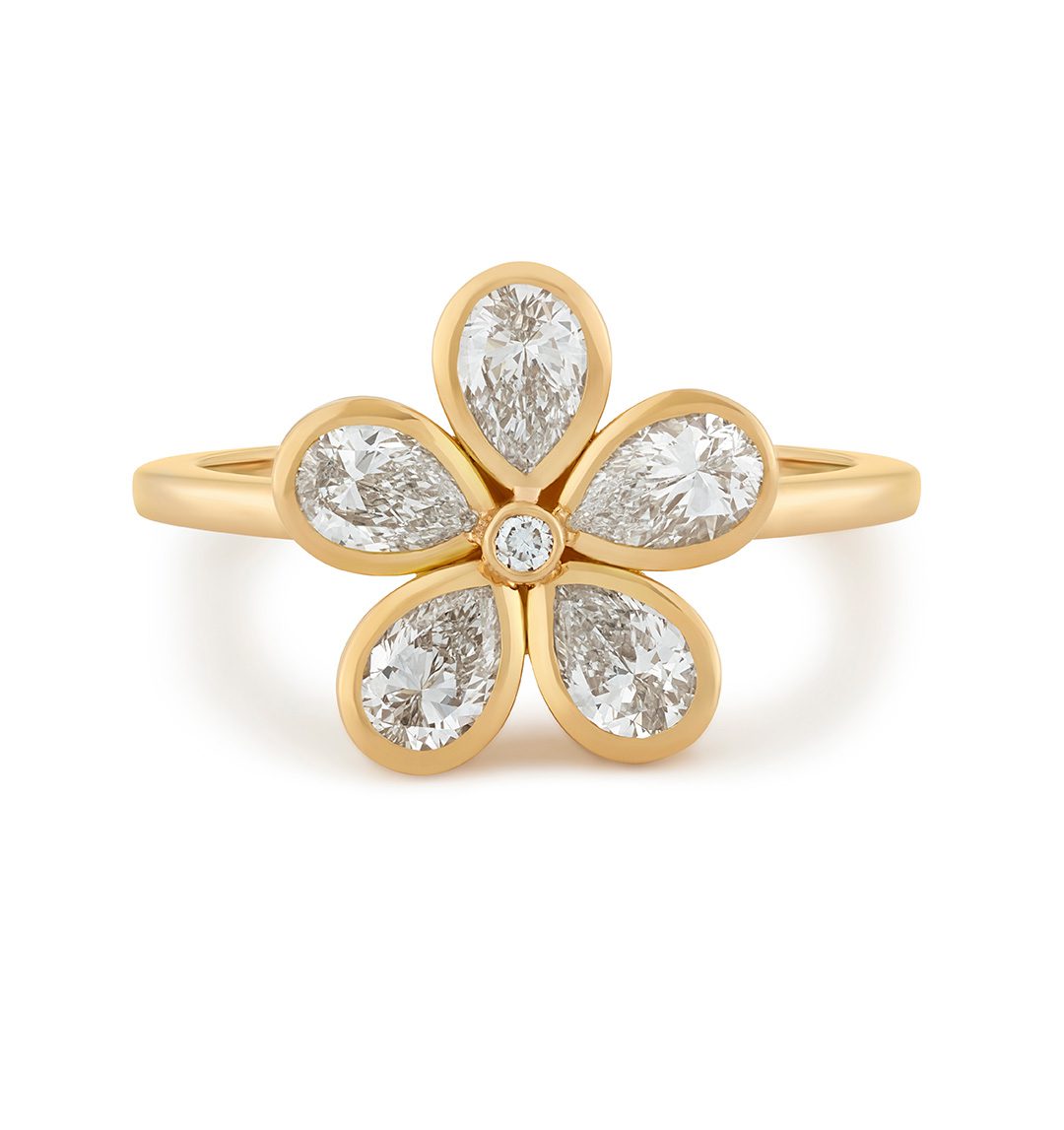 Petal Power Rose Gold Pear Cut Diamond Ring