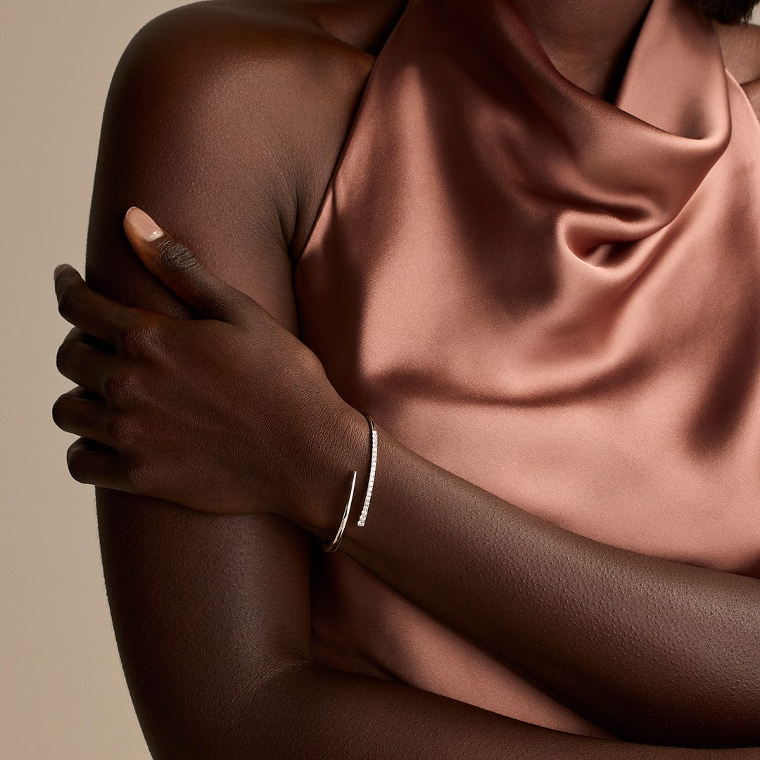 White Gold Crossover Diamond Bangle