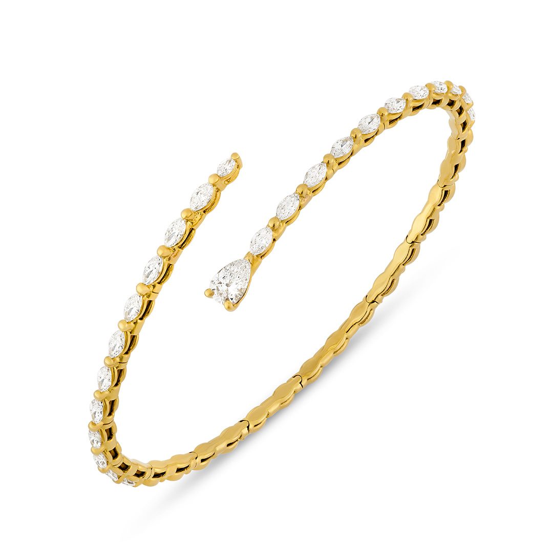 Cleo Yellow Gold Flexi Diamond Bangle