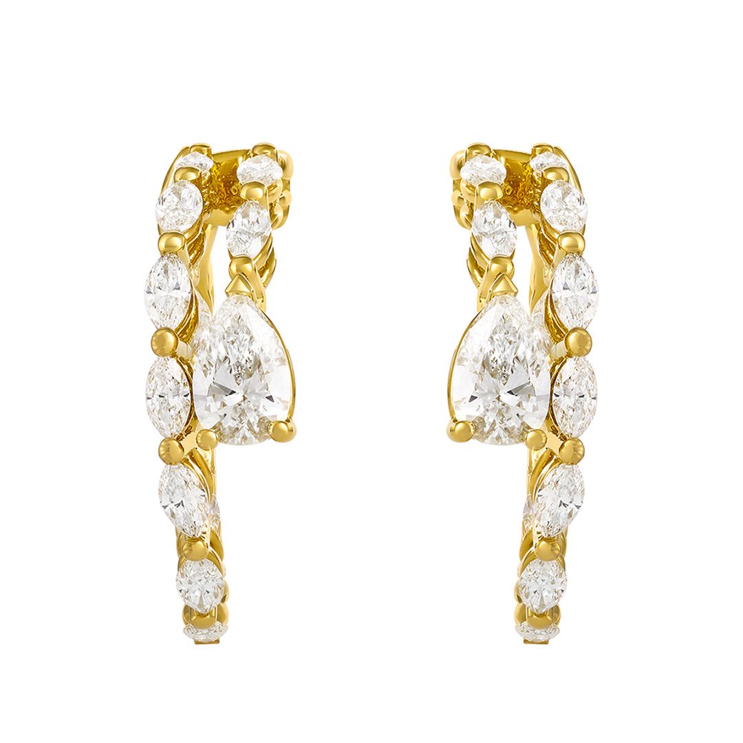 Cleo Yellow Gold Diamond Hoop Earrings