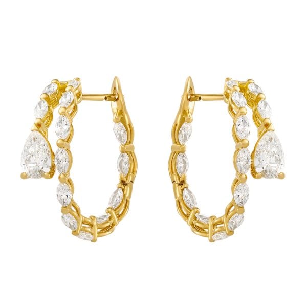 Cleo Yellow Gold Diamond Hoop Earrings