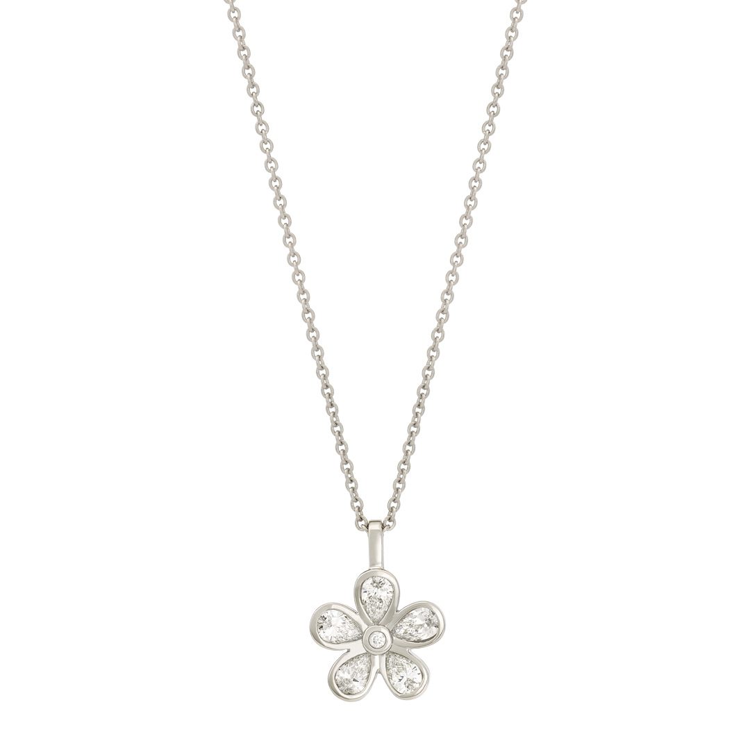 Petal Power Platinum Pear Cut Diamond Pendant