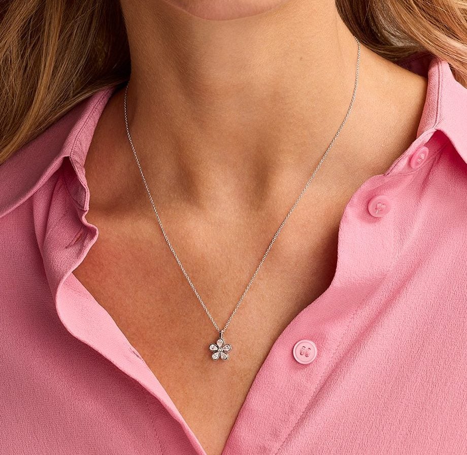 Petal Power Platinum Pear Cut Diamond Pendant