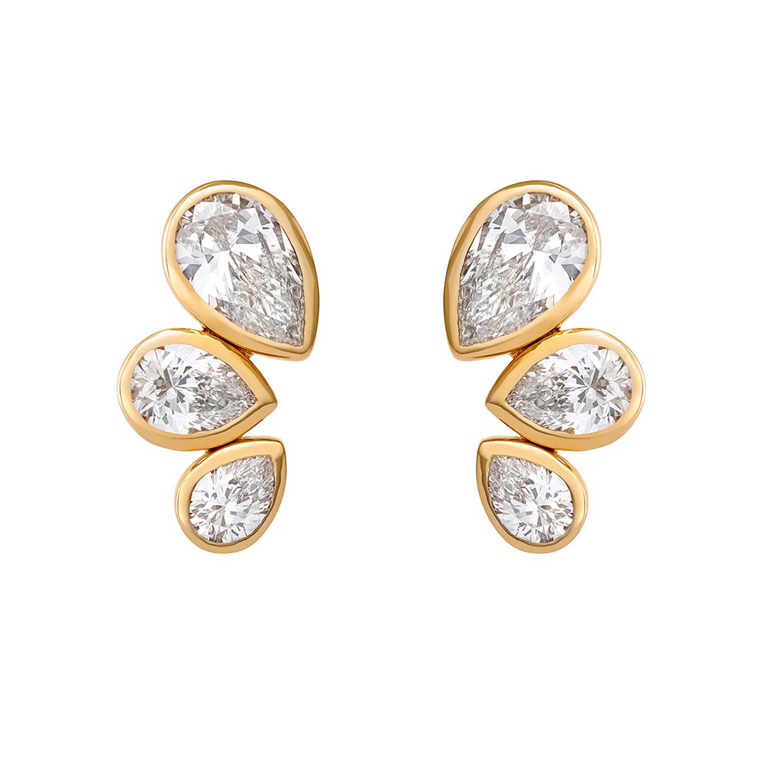 Petal Power Rose Gold Pear Cut Diamond Earrings