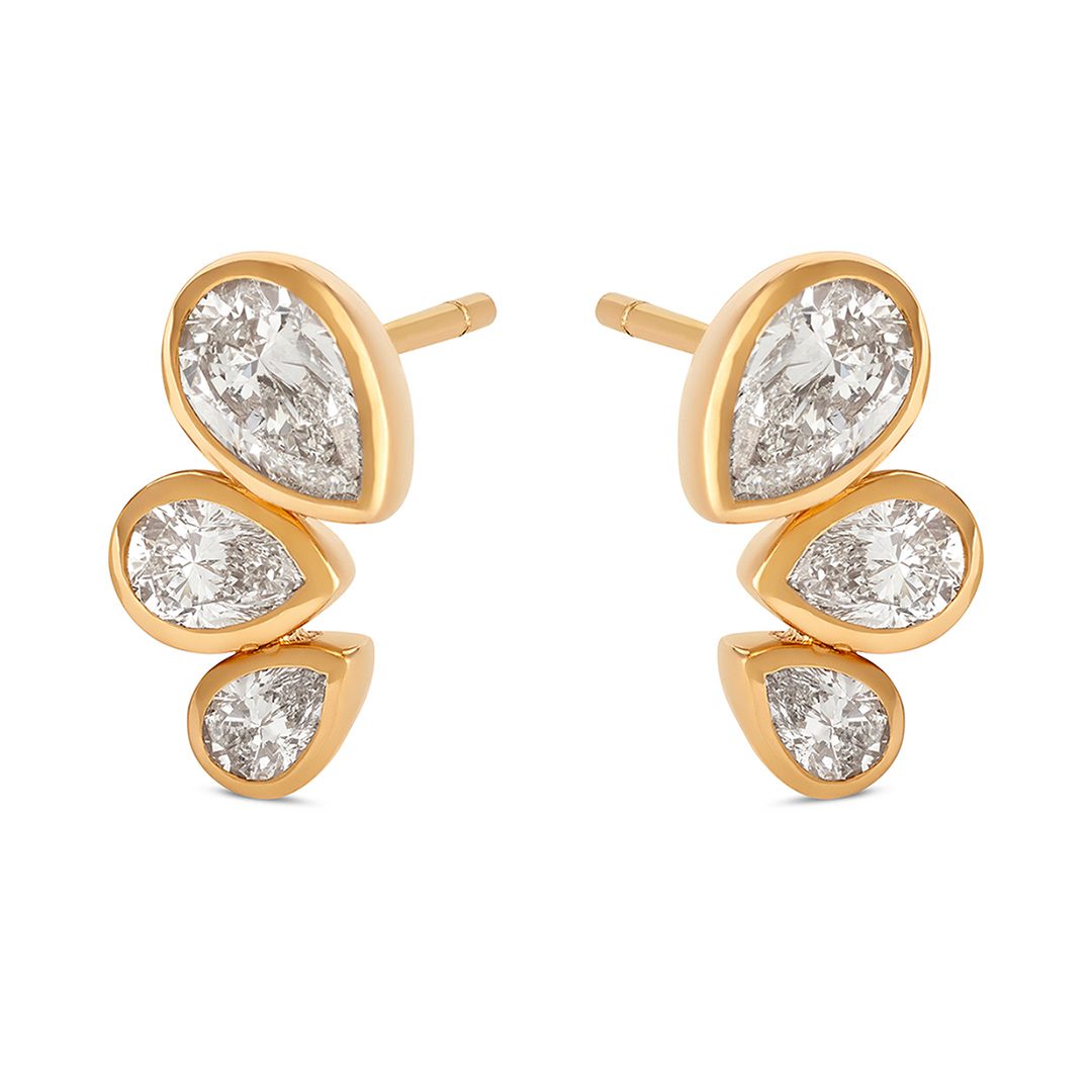 Petal Power Rose Gold Pear Cut Diamond Earrings