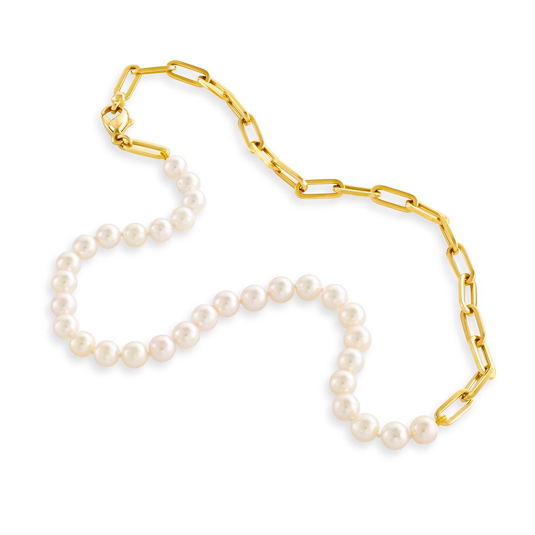 Giallo Yellow Gold Cultured Pearl Necklace