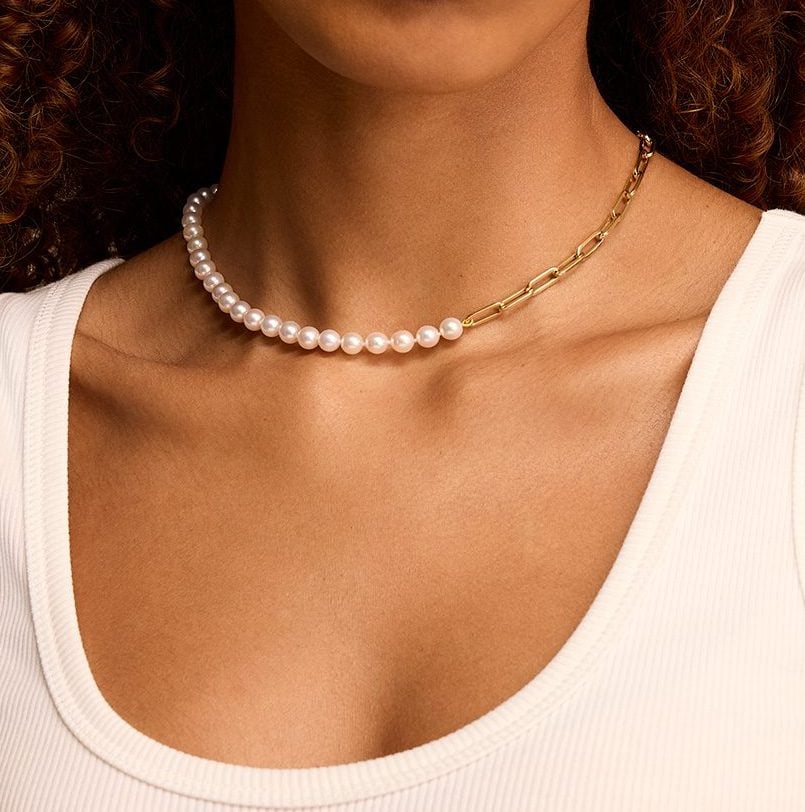 Giallo Yellow Gold Cultured Pearl Necklace