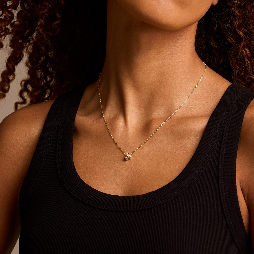 Hopscotch Yellow Gold Small Diamond Pendant