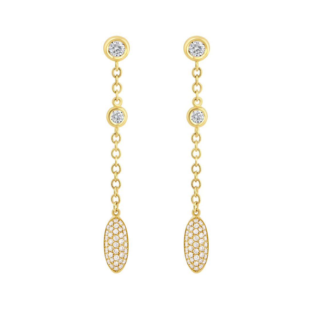 Amalfi Yellow Gold Pave Diamond Drop Earrings Amalfi Yellow Gold Pave Diamond Drop Earrings