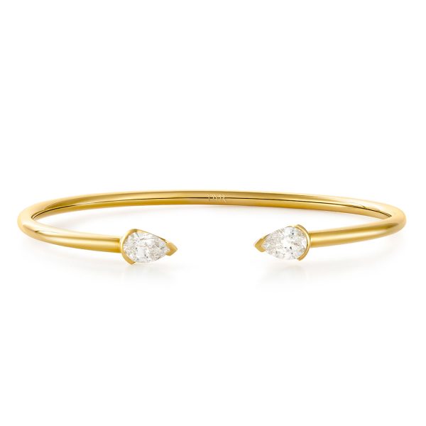 Ditto Yellow Gold Pear Shape Diamond Torque Bangle