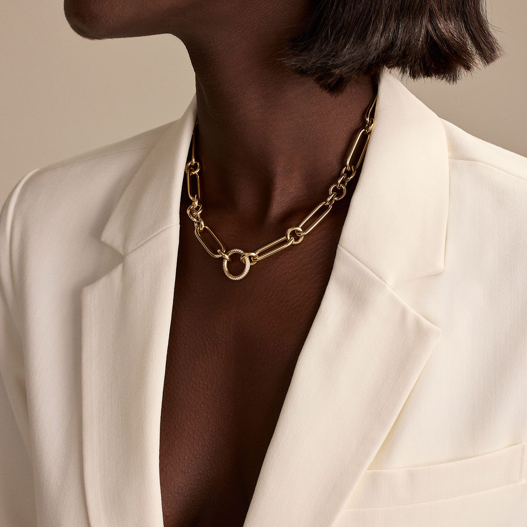 Giallo Pave Yellow Gold Diamond Necklace