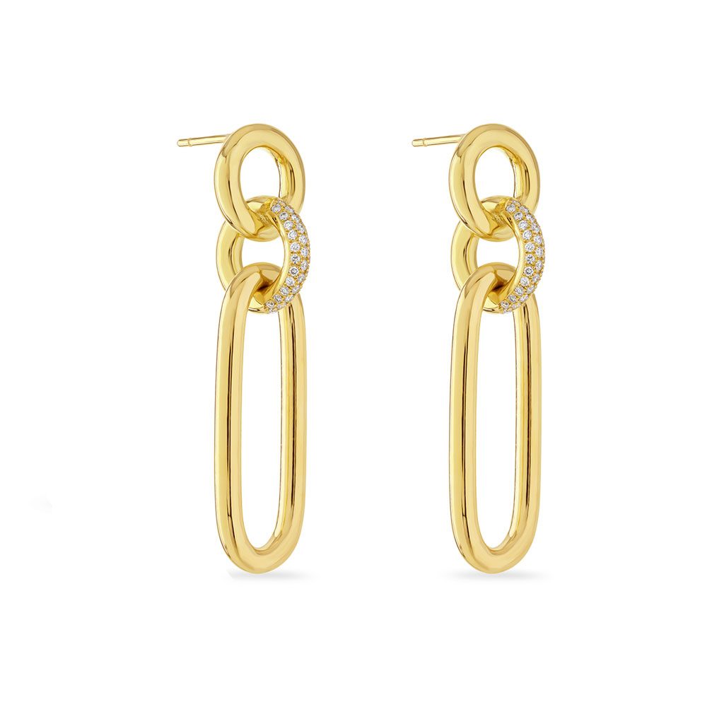 Giallo Pave Yellow Gold Diamond Drop Earrings
