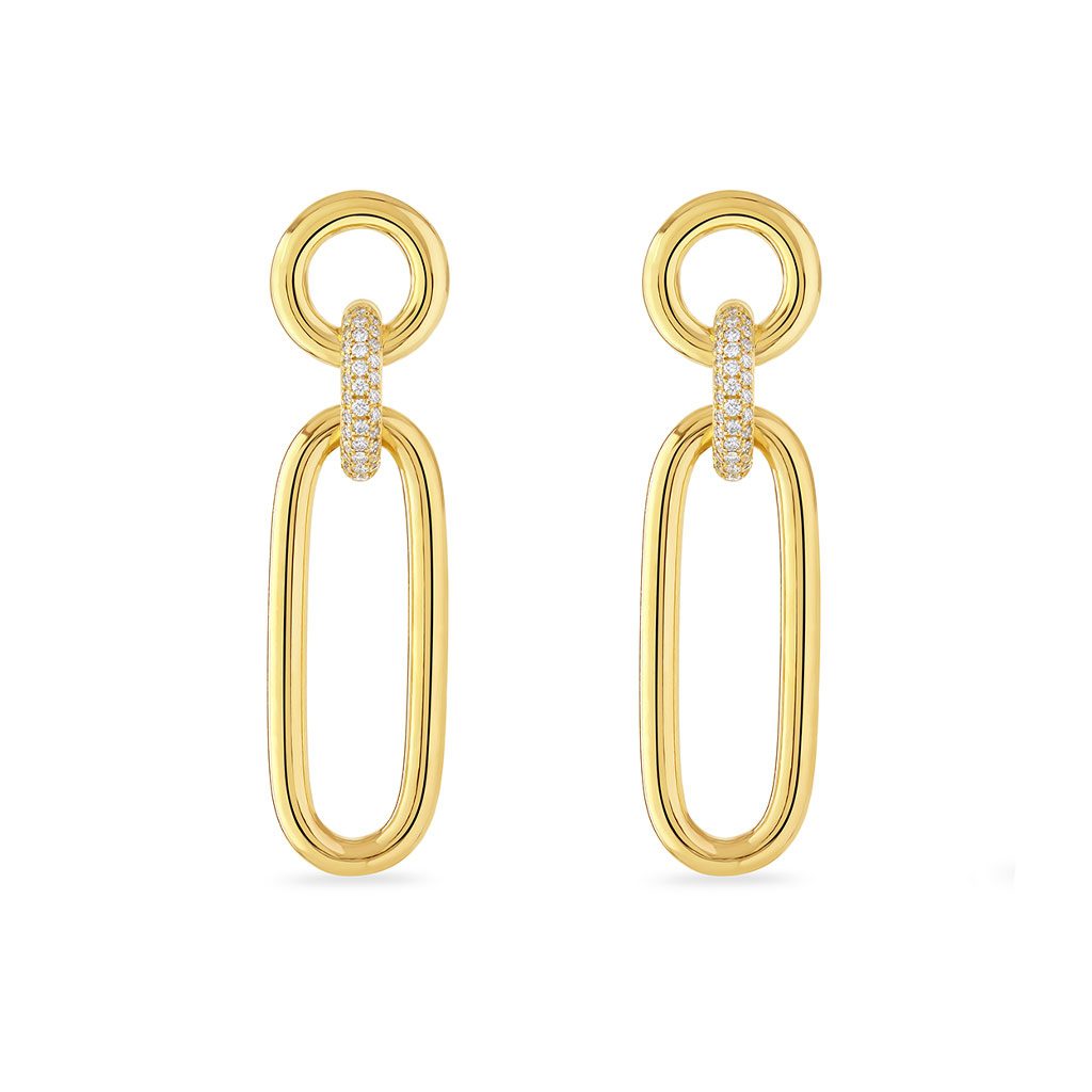 Giallo Pave Yellow Gold Diamond Drop Earrings