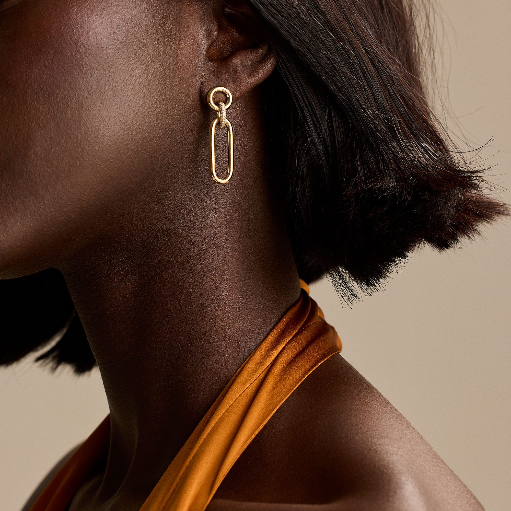 Giallo Pave Yellow Gold Diamond Drop Earrings