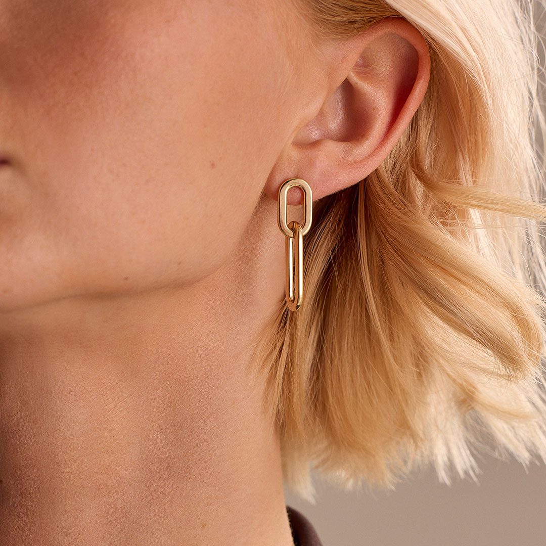 Giallo Yellow Gold Link Drop Earrings