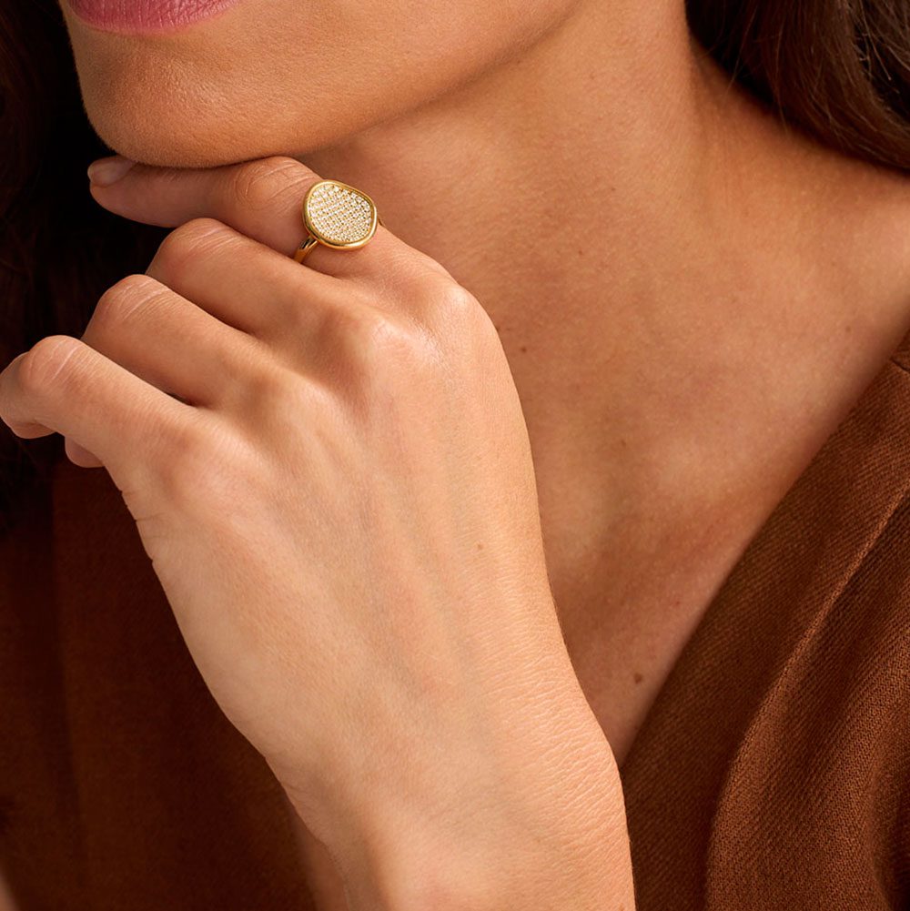 Amalfi Yellow Gold Pave Diamond Ring