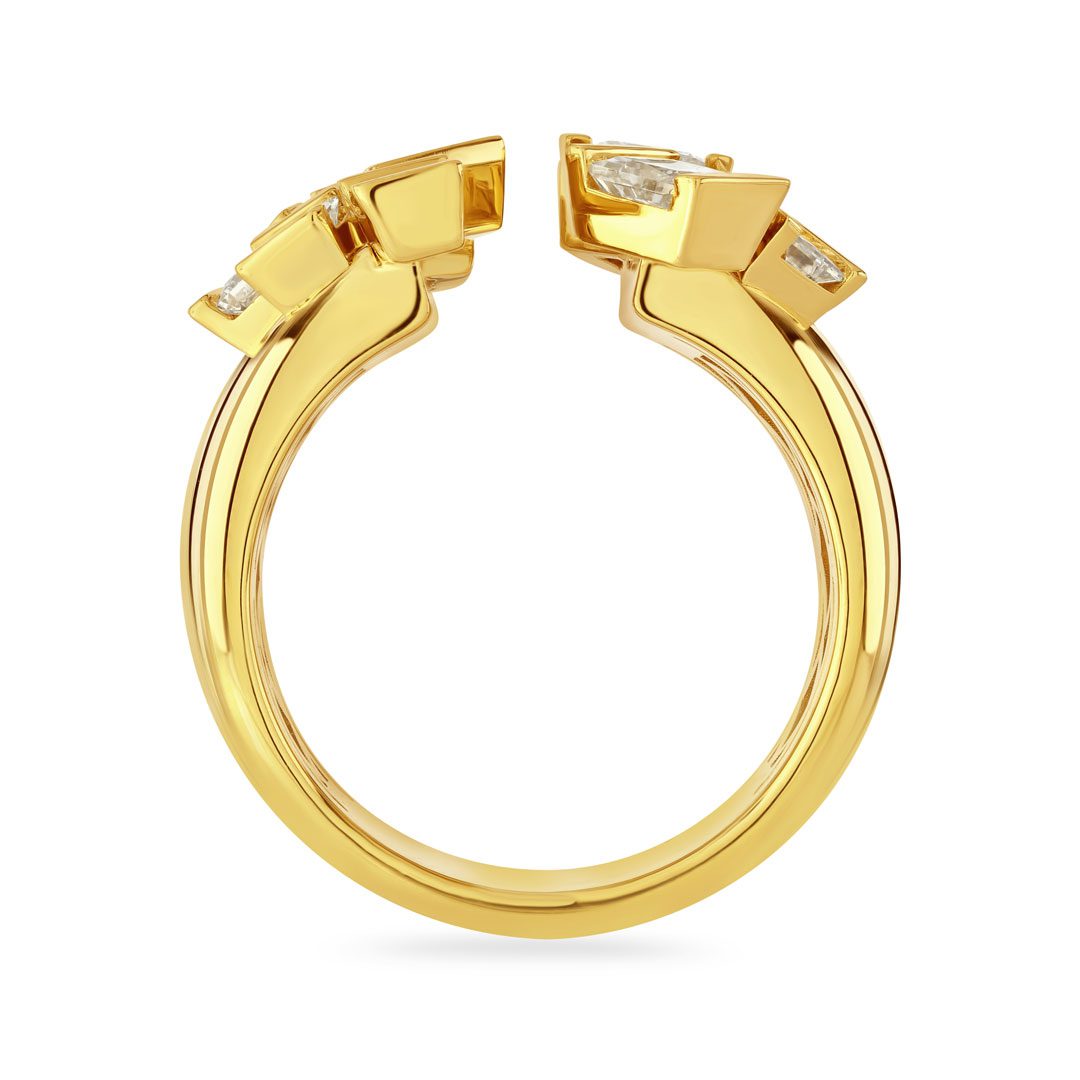 Hopscotch Cascade Yellow Gold Princess Cut Diamond Open Ring