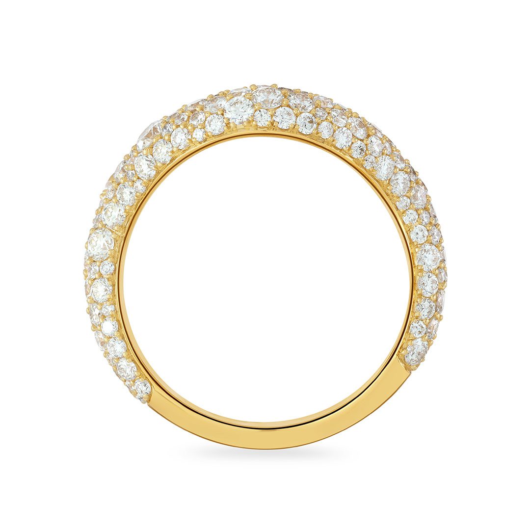 Making Waves Yellow Gold Round Brilliant Cut Diamond Ring