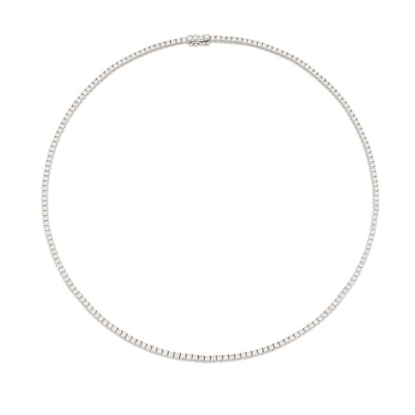White Gold Round Brilliant Cut Diamond Line Necklace