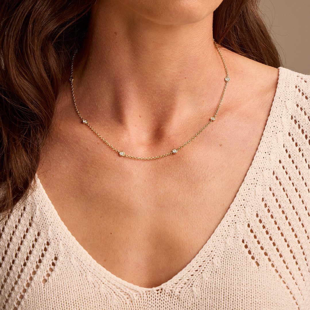 Yellow Gold Spectacle Set Diamond Necklace